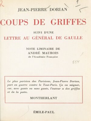cover image of Coups de griffes